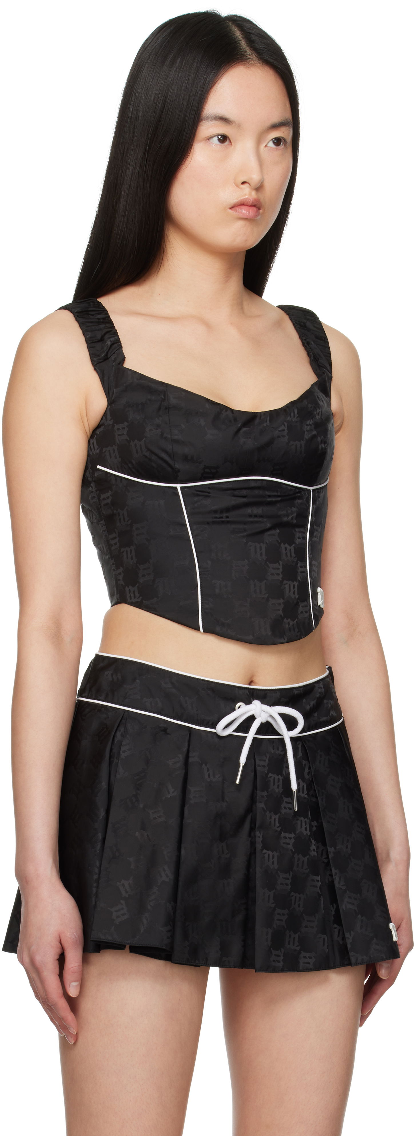 Nederdel MISBHV MISBHV Monogram Nylon Corset Top Sort | 250W104, 1