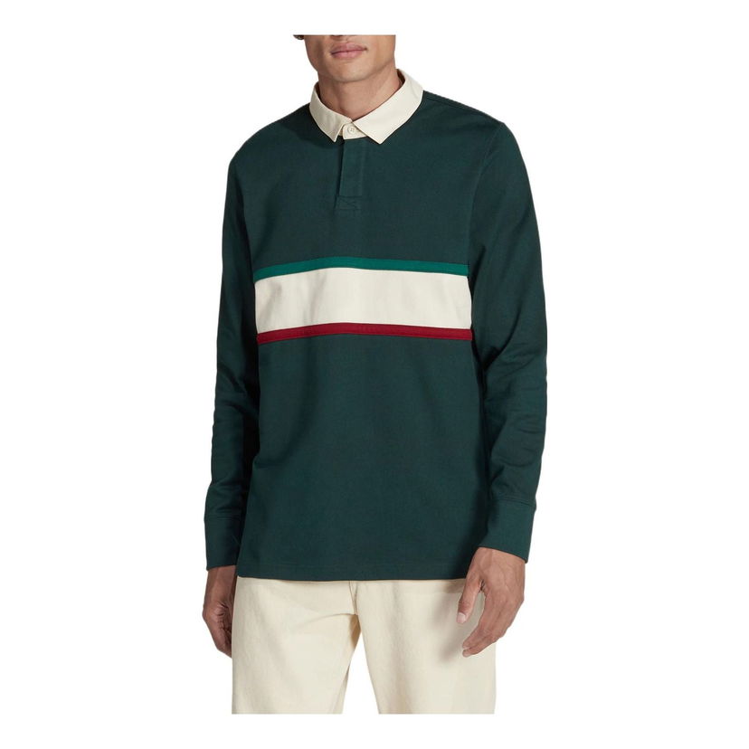 Polo skjorte adidas Originals Long Sleeve Striped Polo Shirt Grøn | HF1442