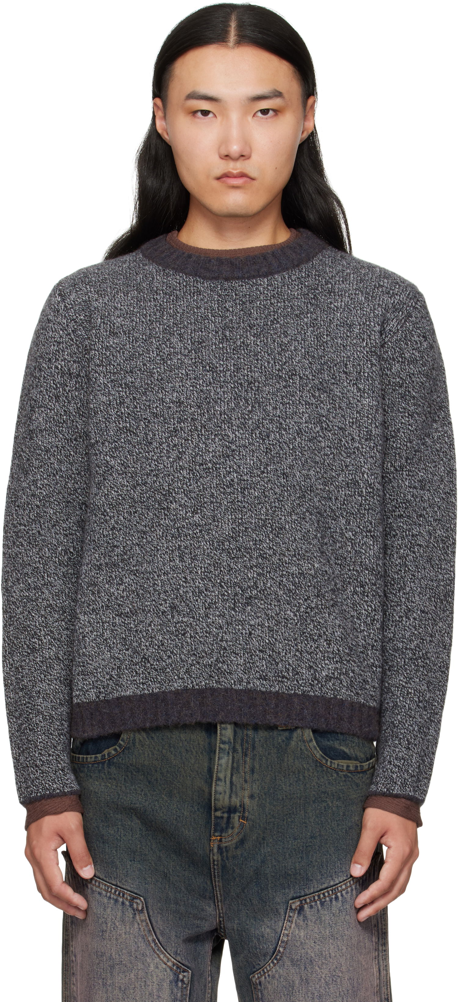Sweater Eckhaus Latta Eckhaus Latta Yak Knit Sweater Grå | 8258-EL-PF25-M, 0