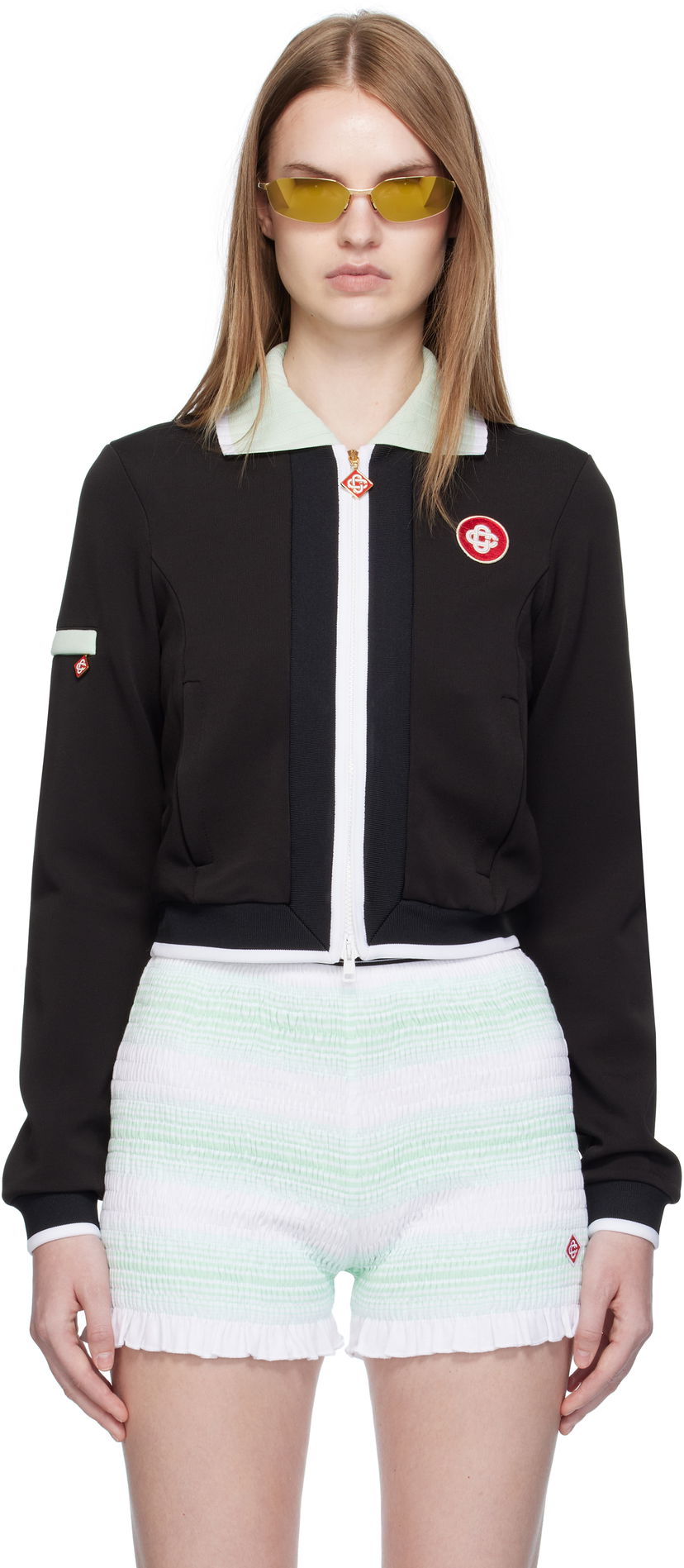 Jakke Casablanca Casablanca Viscose Cropped Track Jacket Sort | WPF25-JTP-378-01