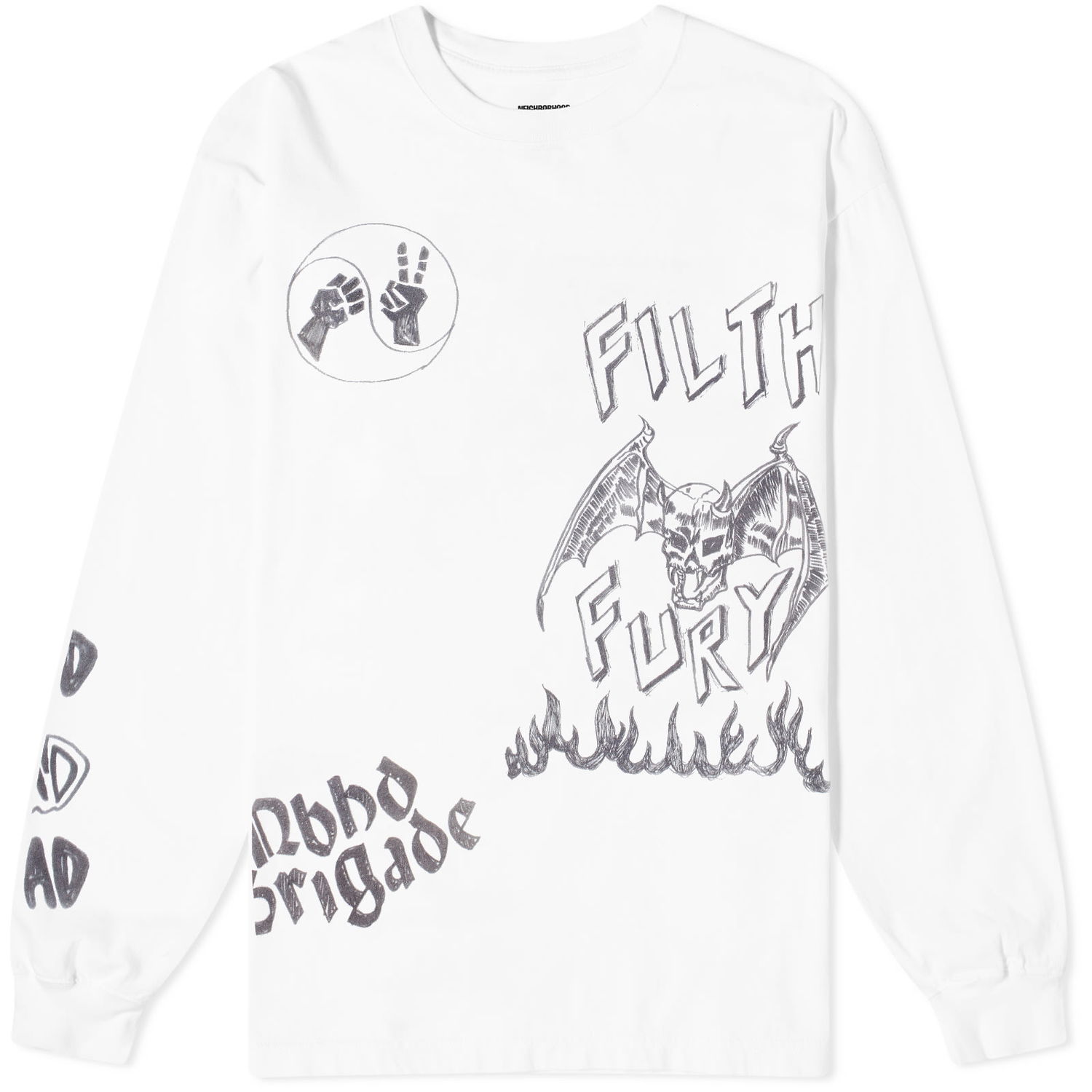 T-shirt Neighborhood Long Sleeve LS-17 T-Shirt Hvid | 232PCNH-LT17-WH, 0