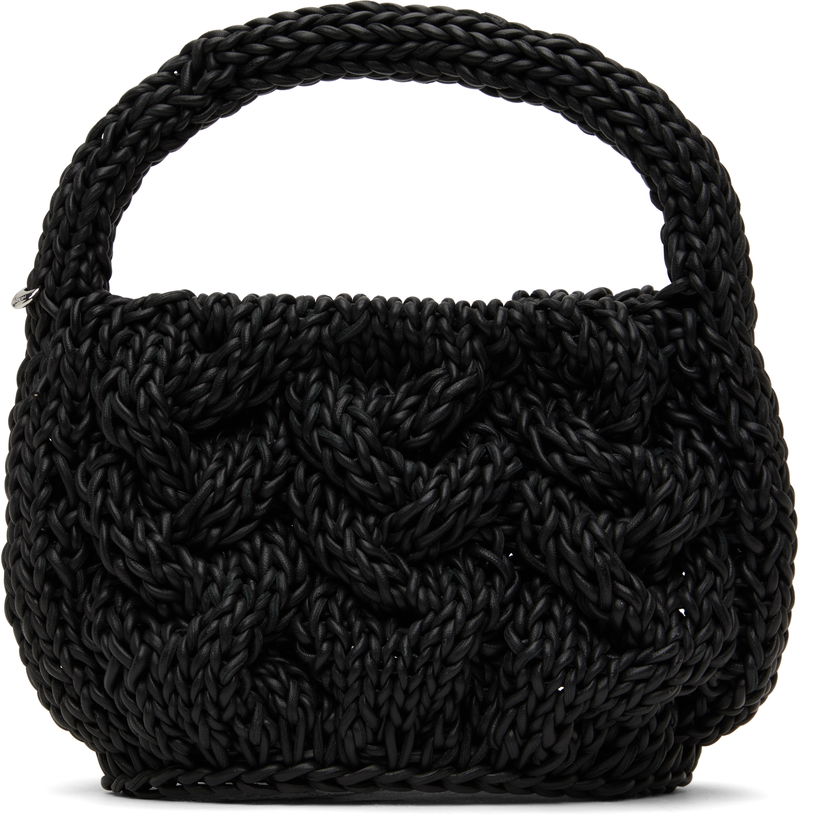 Håndtaske JW Anderson JW Anderson Small Cable Knit Bag Sort | HB0712-LA0365