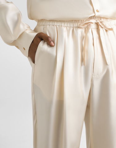 Bukser Dolce & Gabbana Dolce & Gabbana Silk Twill Jogging Trousers Beige | GP12QTFU10SA3791, 3