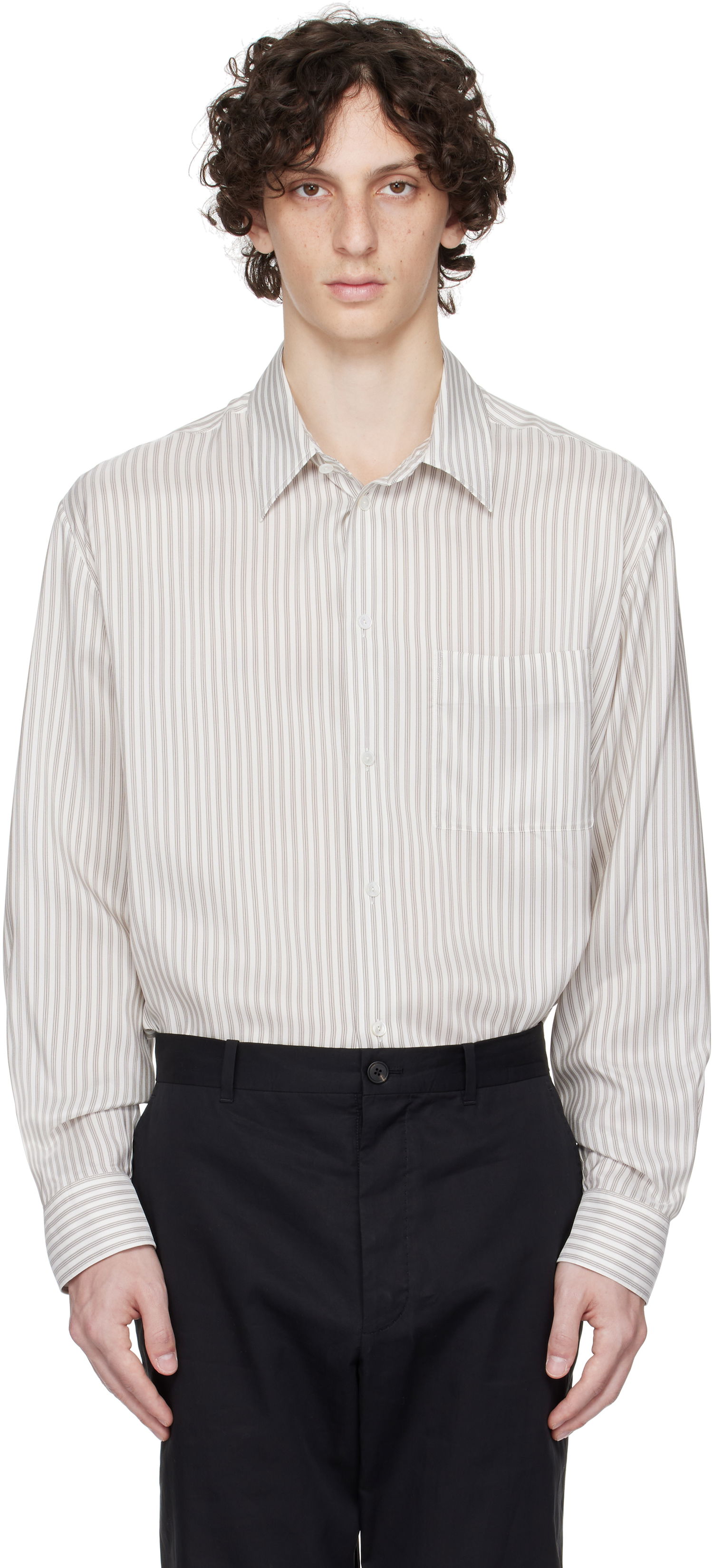 Skjorte The Row The Row Striped Shirt Hvid | 944-W3844, 0