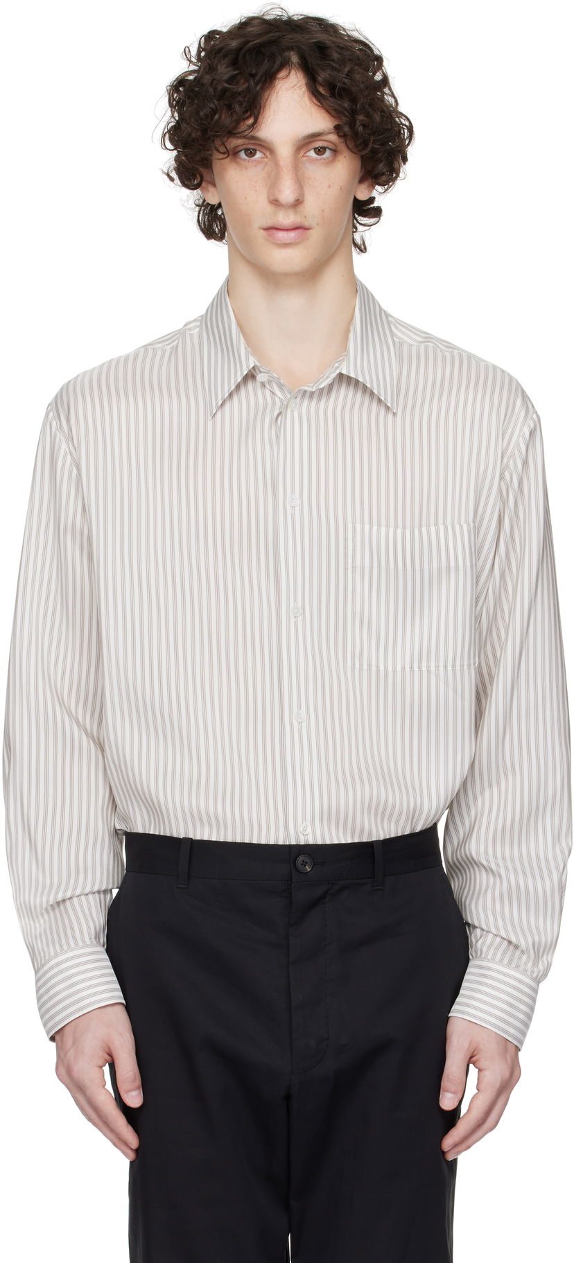 Skjorte The Row The Row Striped Shirt Hvid | 944-W3844
