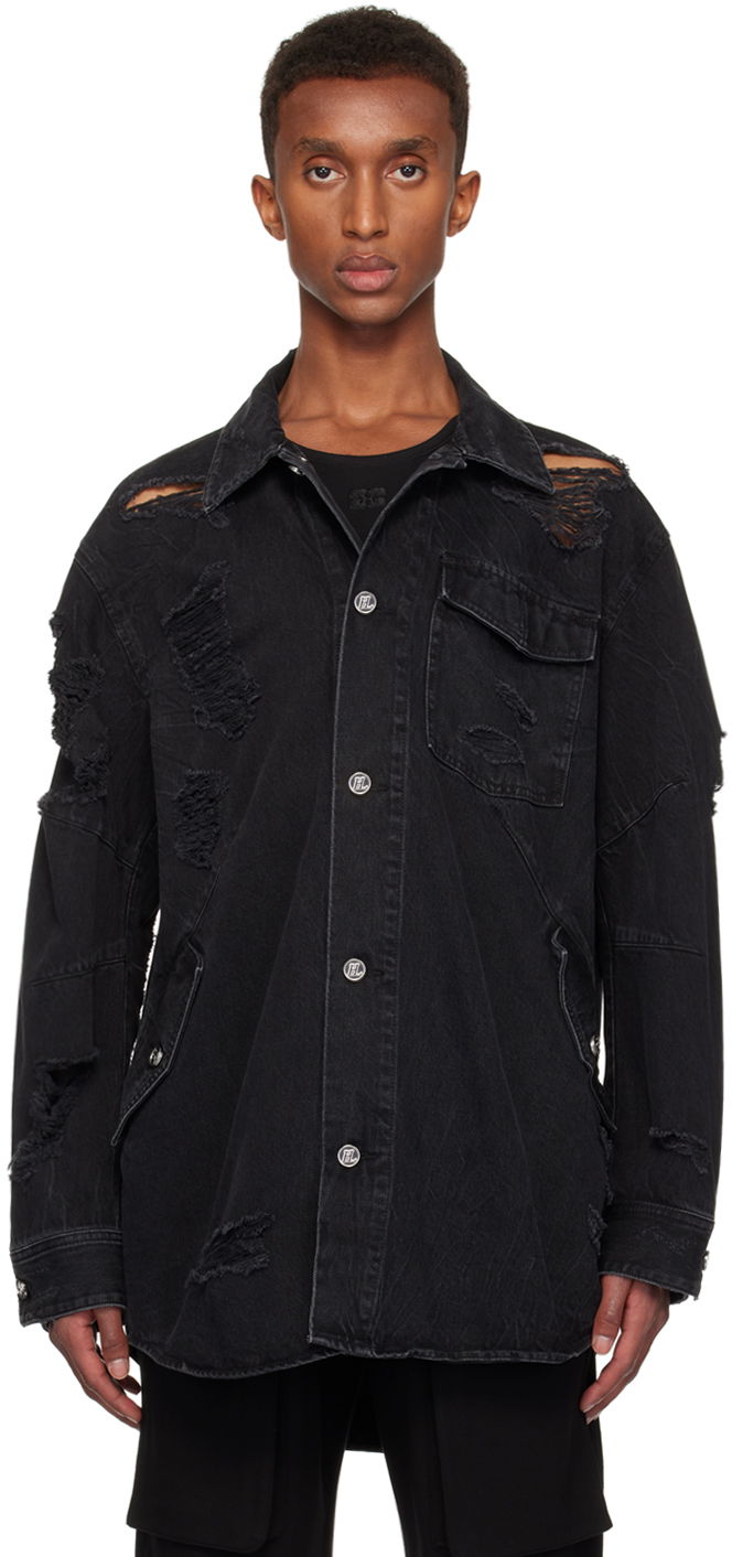 Skjorte Helmut Lang Helmut Lang Apex Distressed Denim Shirt Sort | O06DM103, 0