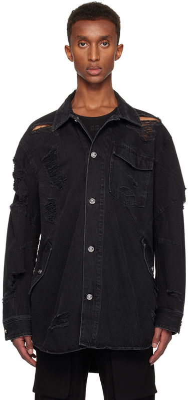 Skjorte Helmut Lang Helmut Lang Apex Distressed Denim Shirt Sort | O06DM103, 0