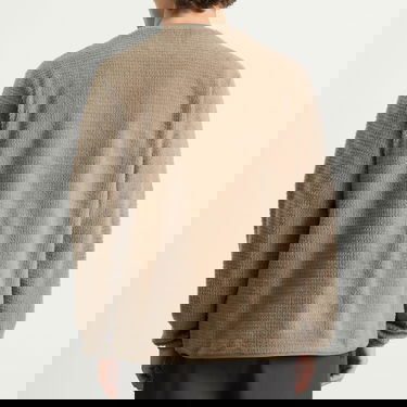 Sweatshirt Snow Peak Textured Thermo Control Crew Neck Pullover with Zippered Pockets and Thumbholes Beige | SW-25AU0050-GRY, 3