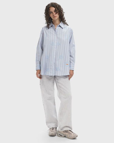Skjorte ØLÅF Embroidered Sun Striped Shirt Blå | W210301-SURF-BLUE, 2
