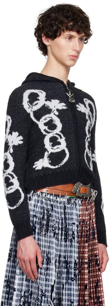 Sweater Chopova Lowena Chain Link Hooded Cardigan Sort | 5197, 4