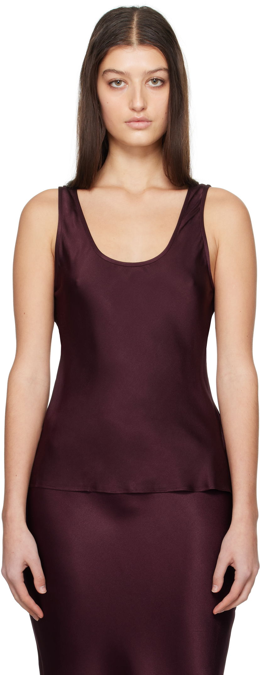 Tanktop Anine Bing Anine Bing Lea Silk Tank Top Bourgogne | A-07-0839-RED15