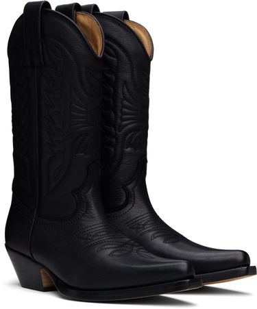 Tøj Maison Margiela MM6 Maison Margiela Embroidered Cowboy Boots Sort | SH3WW0003 P8298, 3
