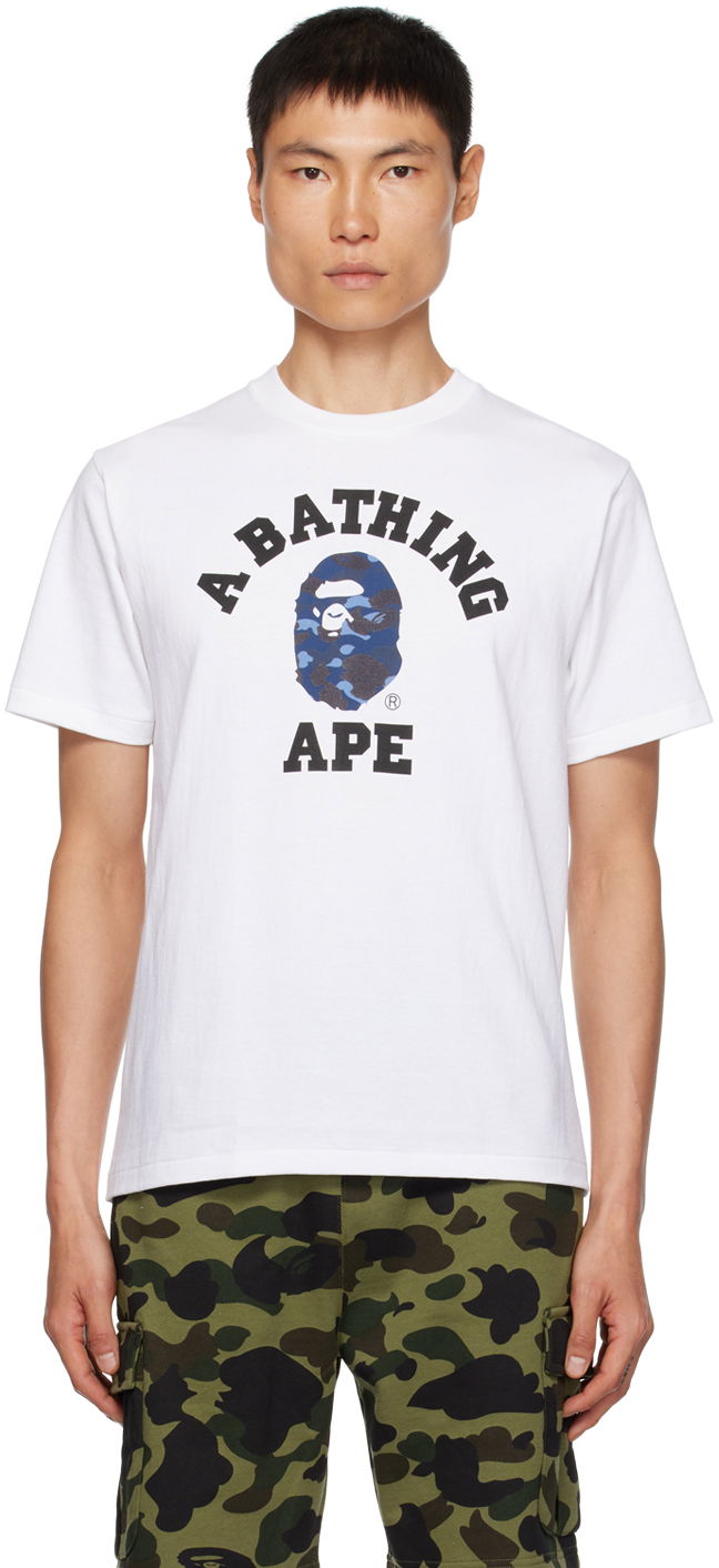 T-shirt BAPE Camo College T-Shirt Hvid | 001TEJ801019M, 0
