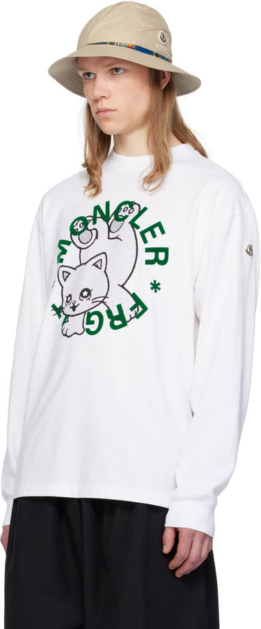 Sweater Moncler Moncler Genius x FRGMT Hiroshi Fujiwara Cartoon Logo Long Sleeve T-Shirt Hvid | K109U8D00001M3265, 3
