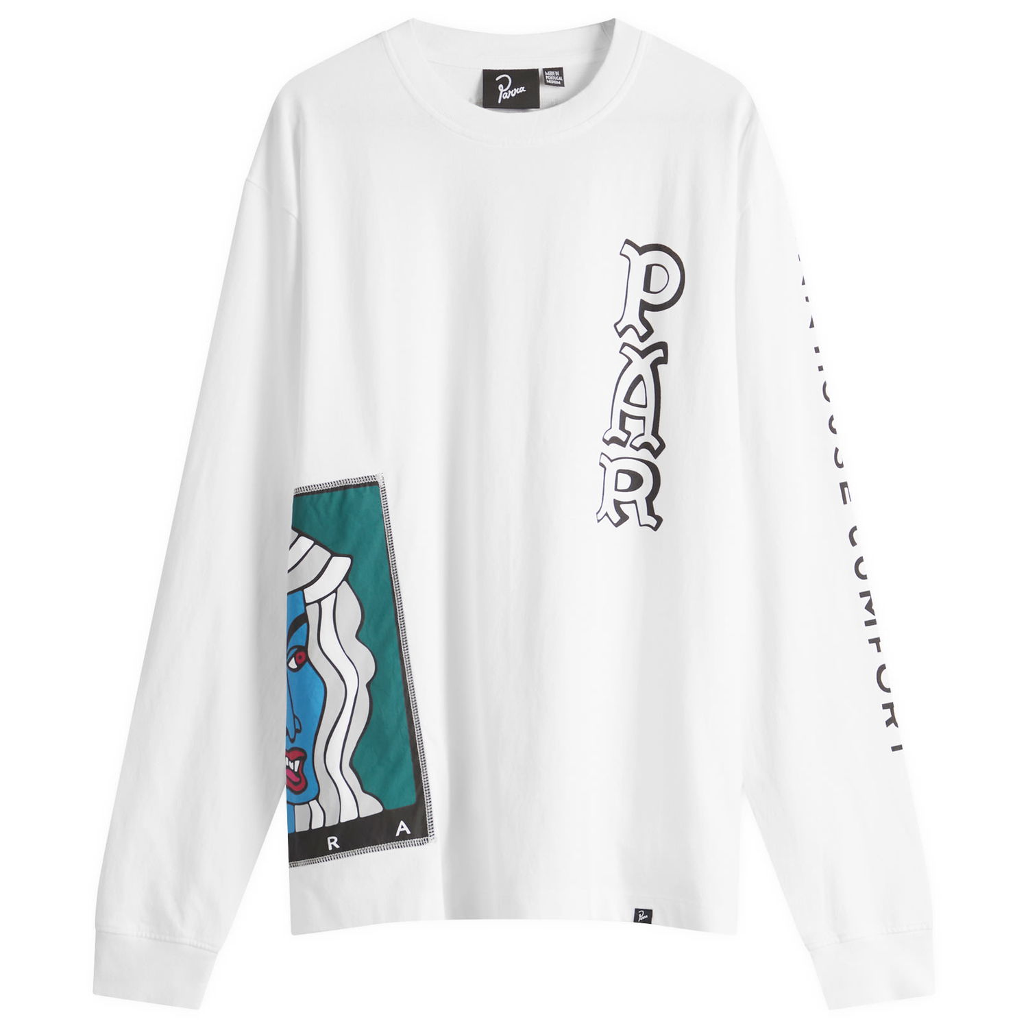 T-shirt By Parra Parra Your Face Graphic Long Sleeve T-Shirt Hvid | 53521-WHT, 0