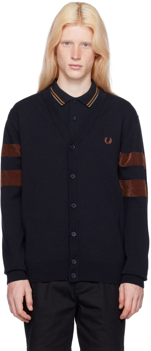 Sweater Fred Perry Tipping Cardigan Mørkeblå | K6543-608, 0