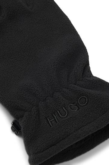 Handsker BOSS Fleece gloves with faux-suede palms Sort | 50548737, 1