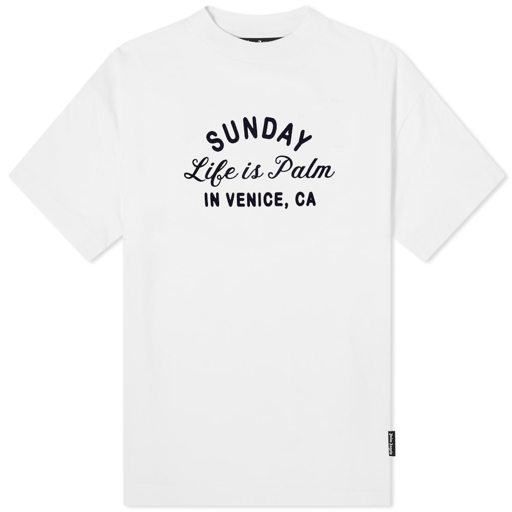 T-shirt Palm Angels Sunday Life is Palm Tee Hvid | PMAA001F22JER0070110, 0