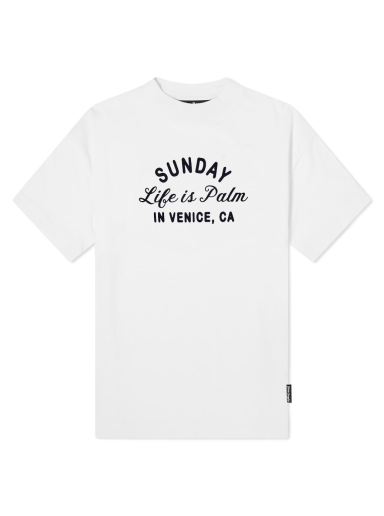 T-shirt Palm Angels Sunday Life is Palm Tee Hvid | PMAA001F22JER0070110