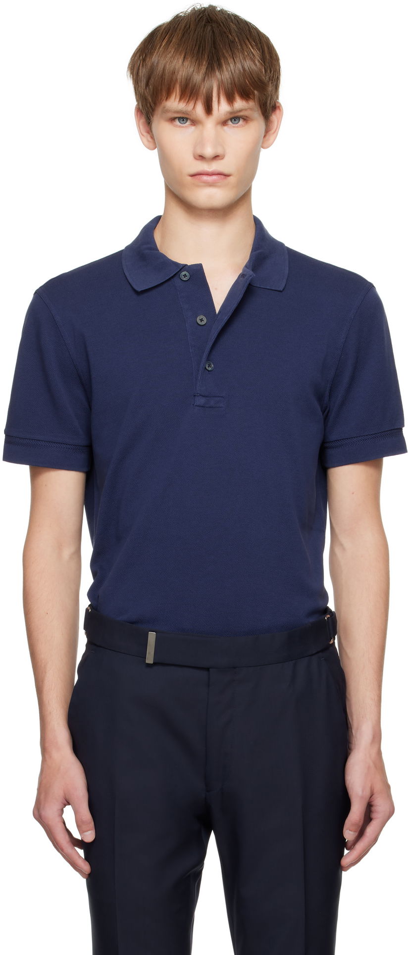 Polo skjorte Tom Ford TOM FORD Piquet Polo Mørkeblå | JPS011-JMT013