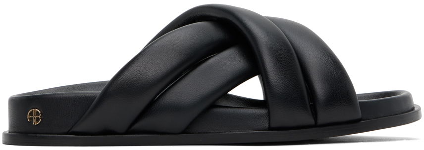 Sneakers og sko Anine Bing Lizzie Padded Leather Slides Sort | A-14-4028-007, 0