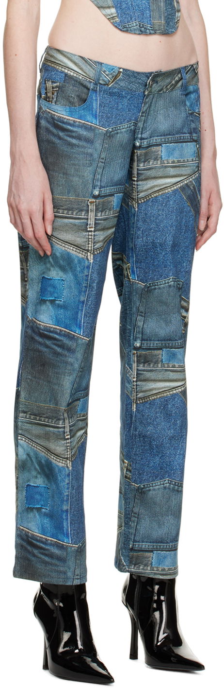 Jeans Miaou Miaou Atlas Patchwork Printed Trousers Blå | 1023SCDEN, 1