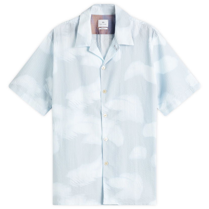 Skjorte Paul Smith Paul Smith Feather Print Vacation Shirt, Size Large Blå | M2R-695U-P22311-40