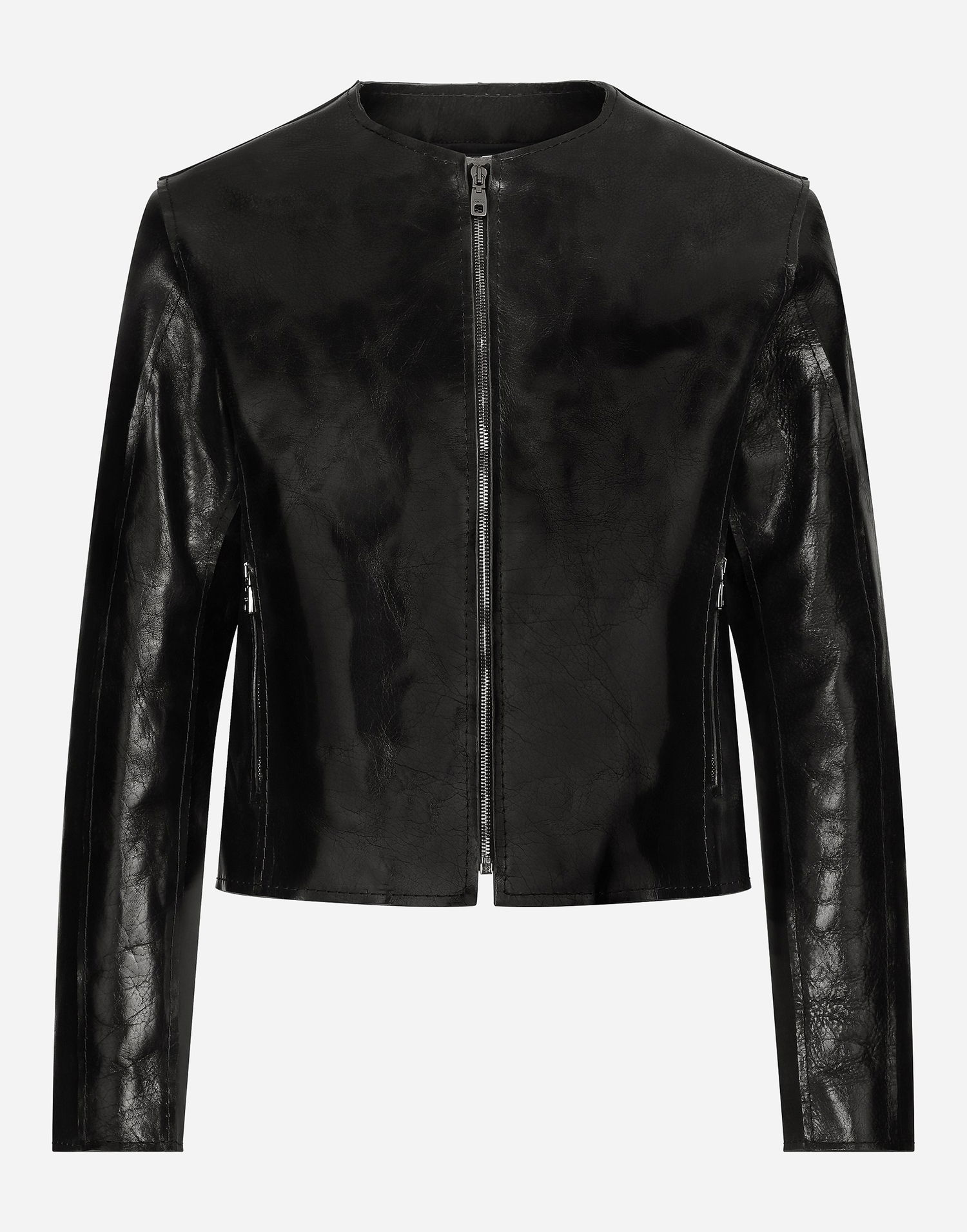 Jakke Dolce & Gabbana Collarless Leather Jacket Sort | G9BHGLHULVXN0000, 0
