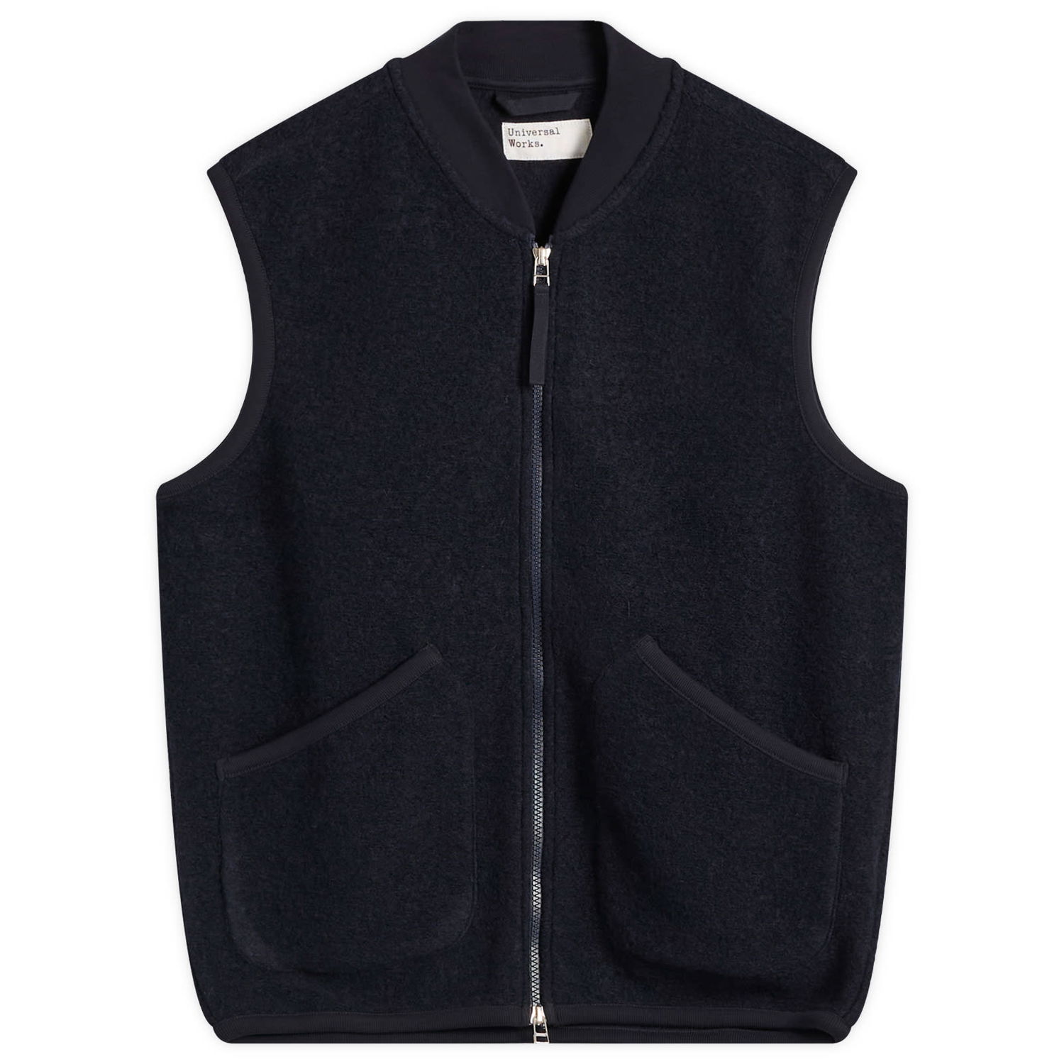 Vest Universal Works Wool Fleece Zip Vest Mørkeblå | 00015-NVY, 0