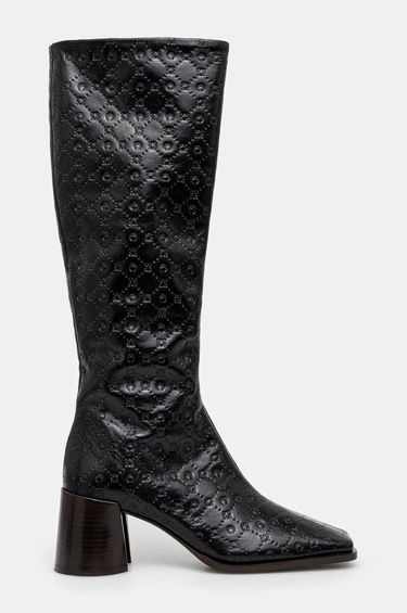 Sneakers og sko Marine Serre Moonogram Embossed Leather Ms Block High Heel Boots Sort | WFW038A.CLEA0051, 1