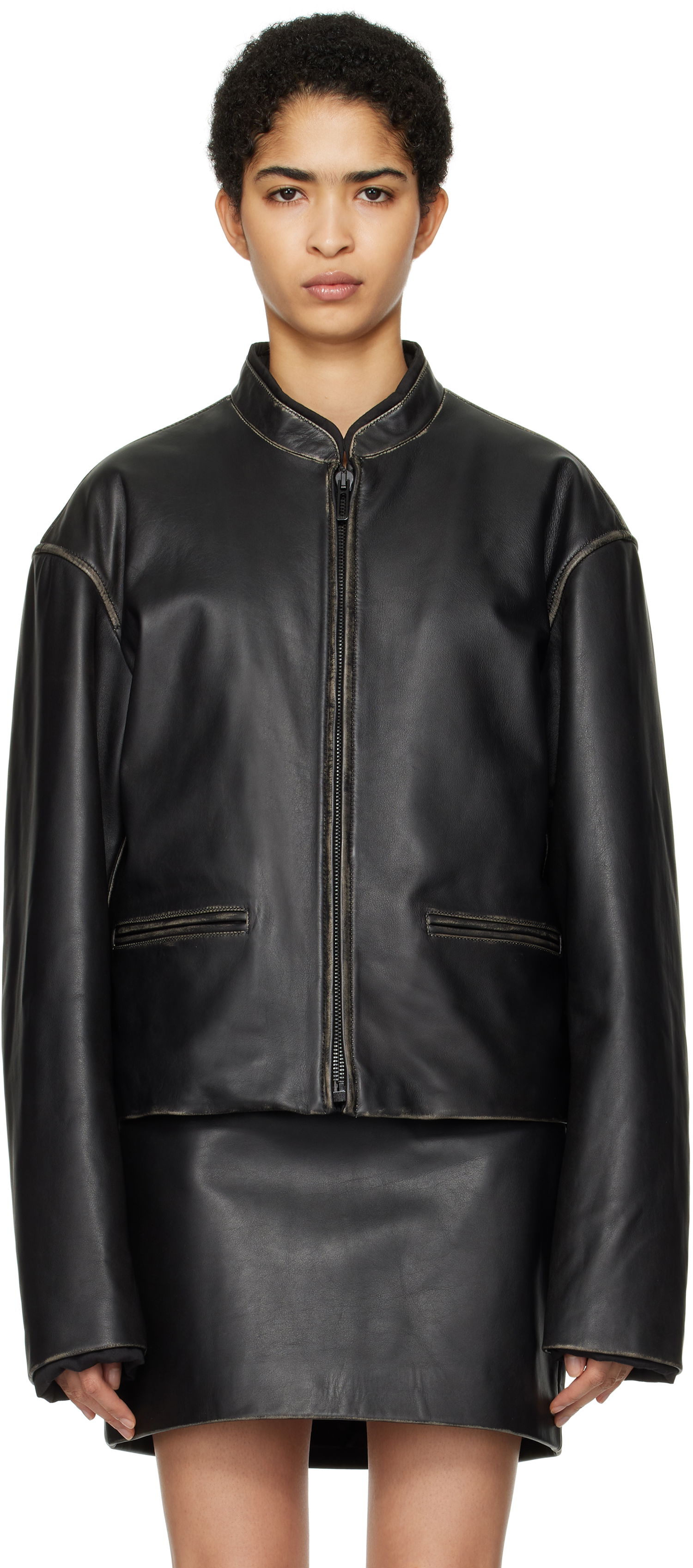 Jakke 032C Uma Leather Biker Jacket Sort | F24-URL-2041-050-W, 0