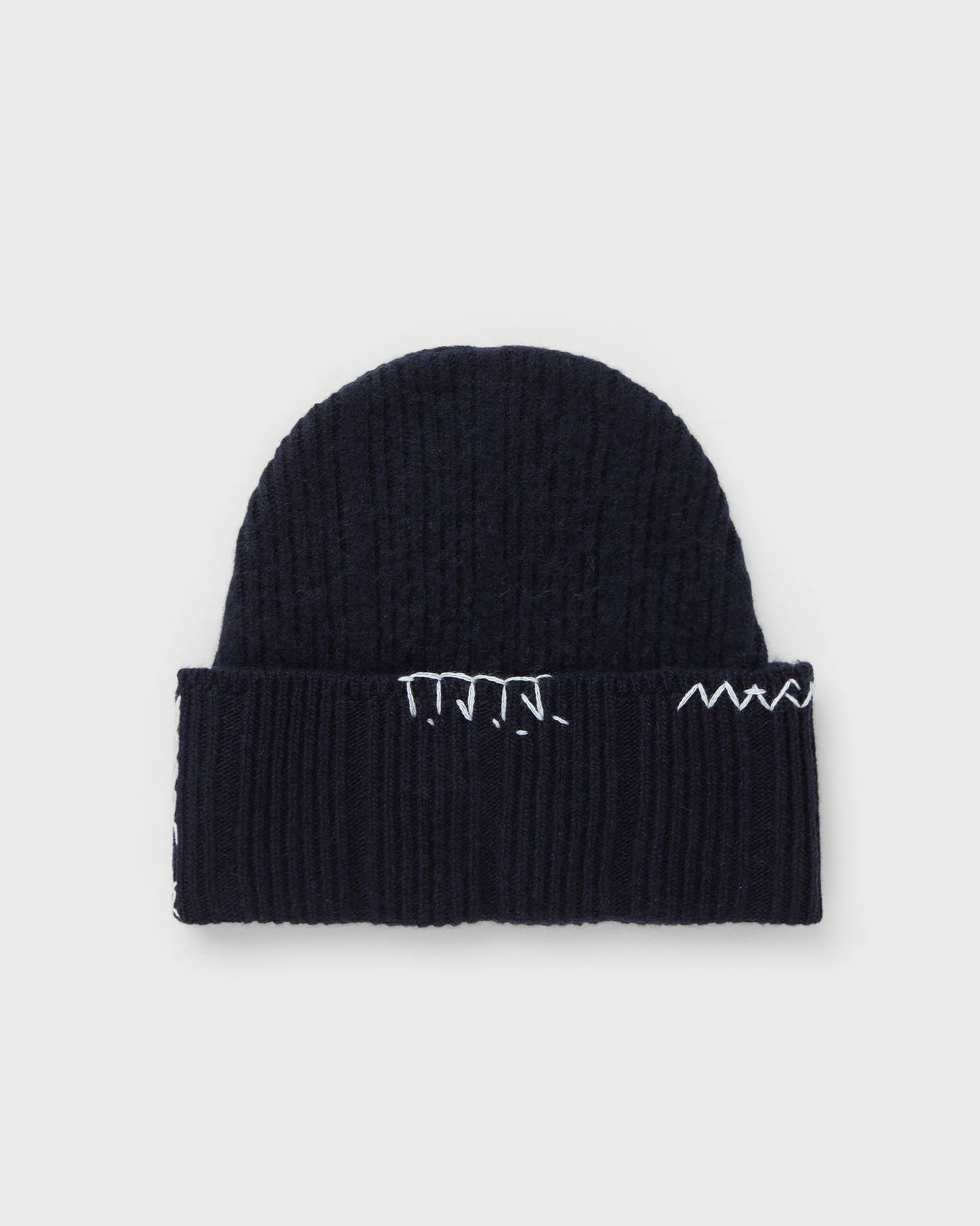 Beanie Marni Ribbed Knit Beanie with Contrast Stitching Mørkeblå | CLZC0170Q0-00B90, 0
