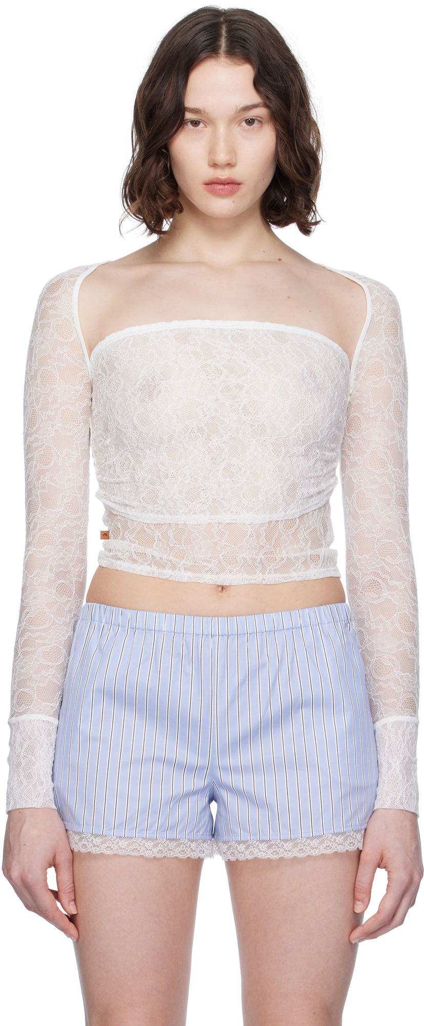 Crop top Miaou Miaou Iris Lace Top Hvid | 7112SLCDOV