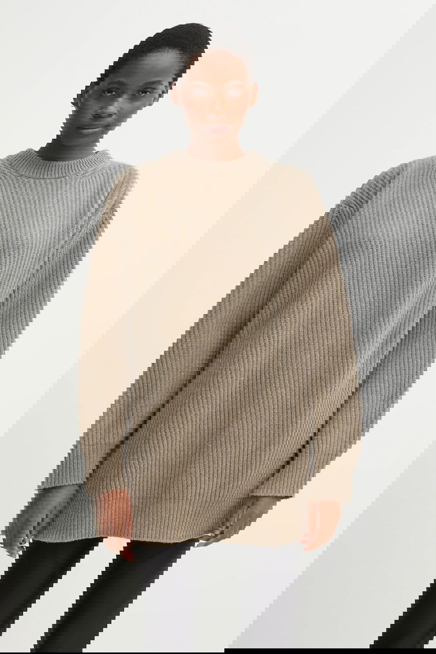 Sweater Maison Margiela MM6 Maison Margiela Ribbed Wool Blend Sweater Beige | S62HL0042.M13193.114, 0