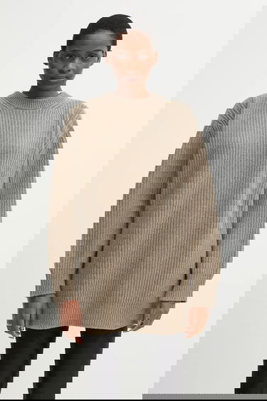 Sweater Maison Margiela MM6 Maison Margiela Ribbed Wool Blend Sweater Beige | S62HL0042.M13193.114, 0