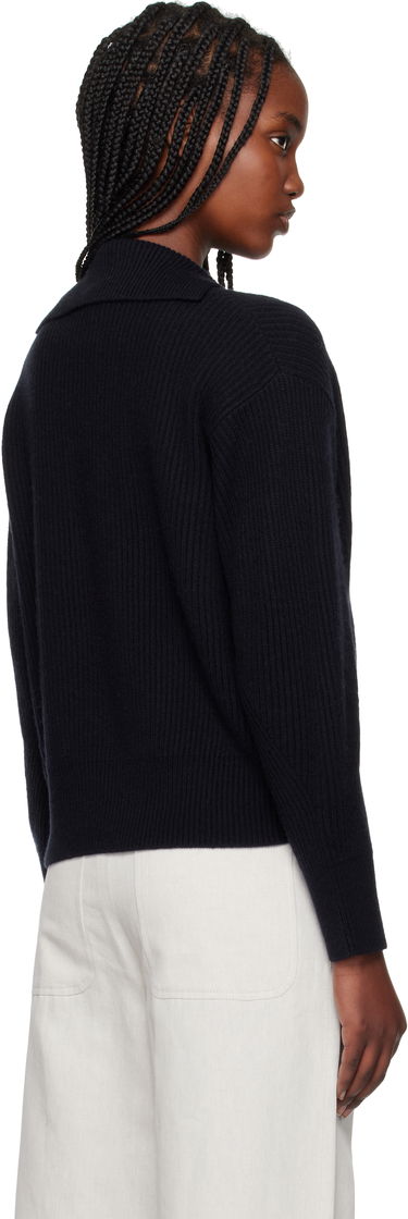 Sweater Max Mara Max Mara Eccelso Lace-Up Ribbed Knit Hoodie Mørkeblå | 2511361161600, 2