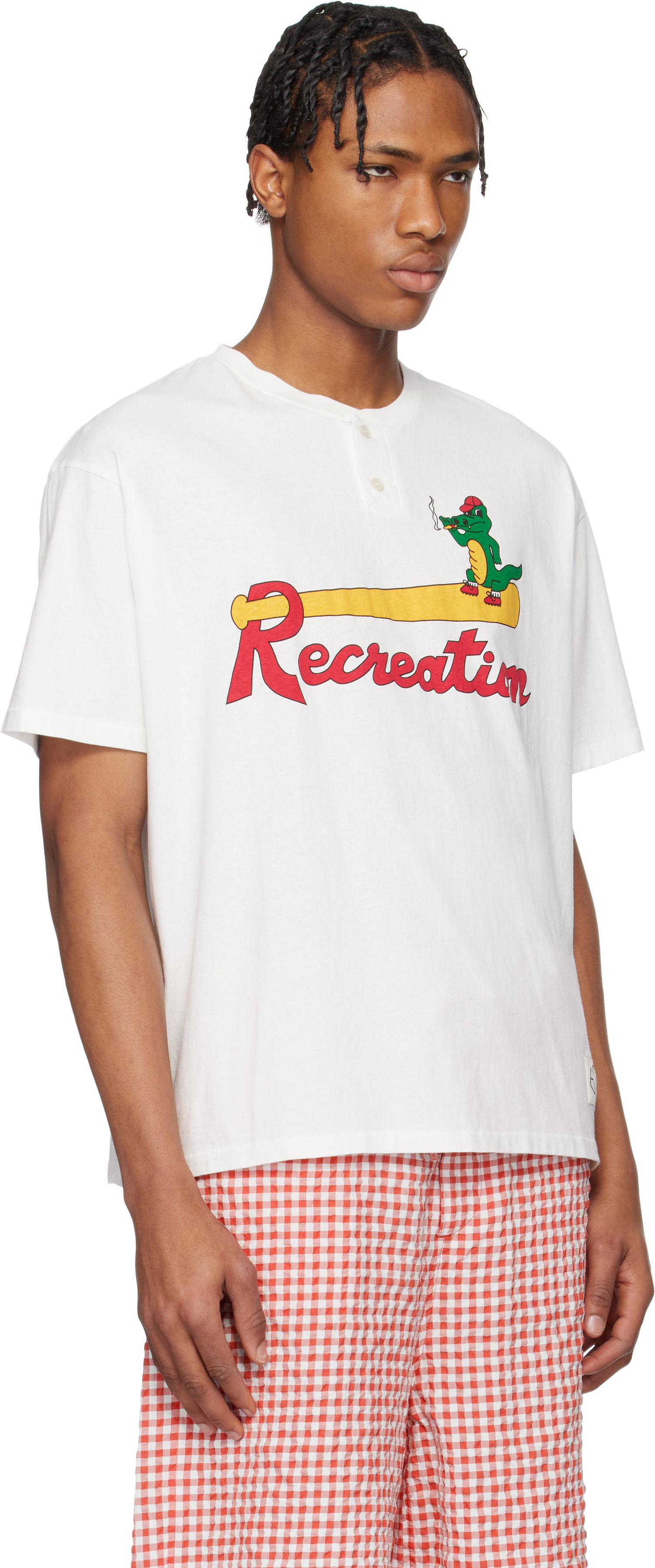 T-shirt Bode Bode Reptile Rec Henley T-Shirt Hvid | MRS25CS029, 1