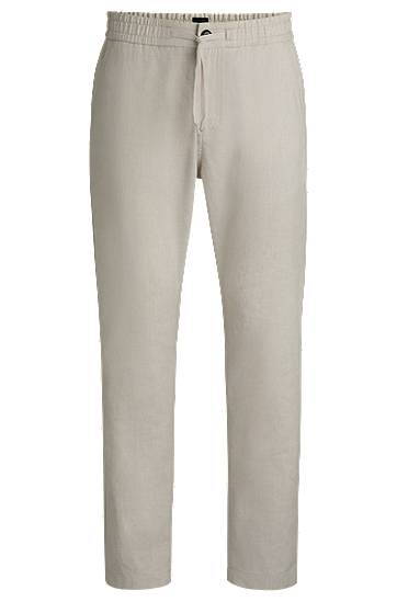 Bukser BOSS Comfort-Stretch Linen-Blend Regular-Fit Trousers Beige | 50536881, 0