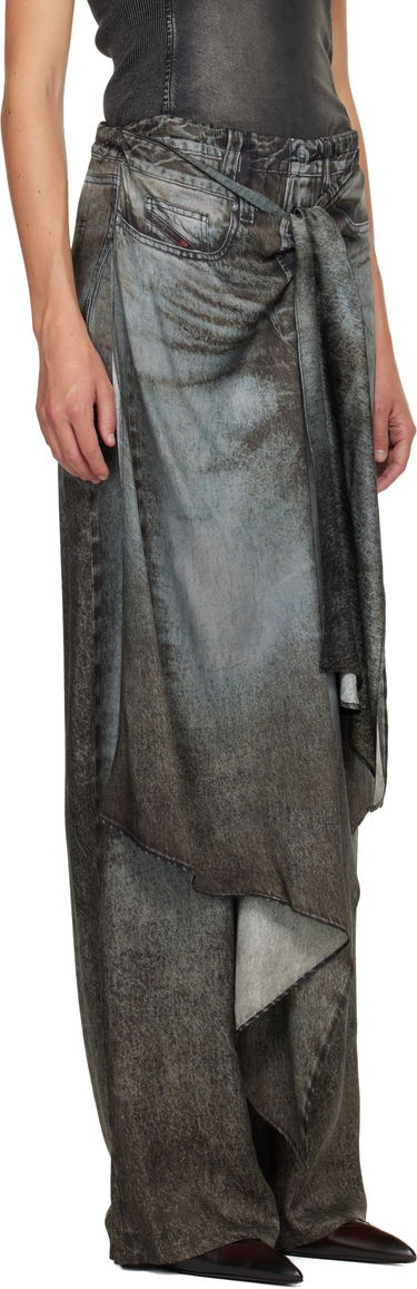 Bukser Diesel P-Aloma Draped Faded Denim Print Trousers Grå | A18579 0LKCT, 1