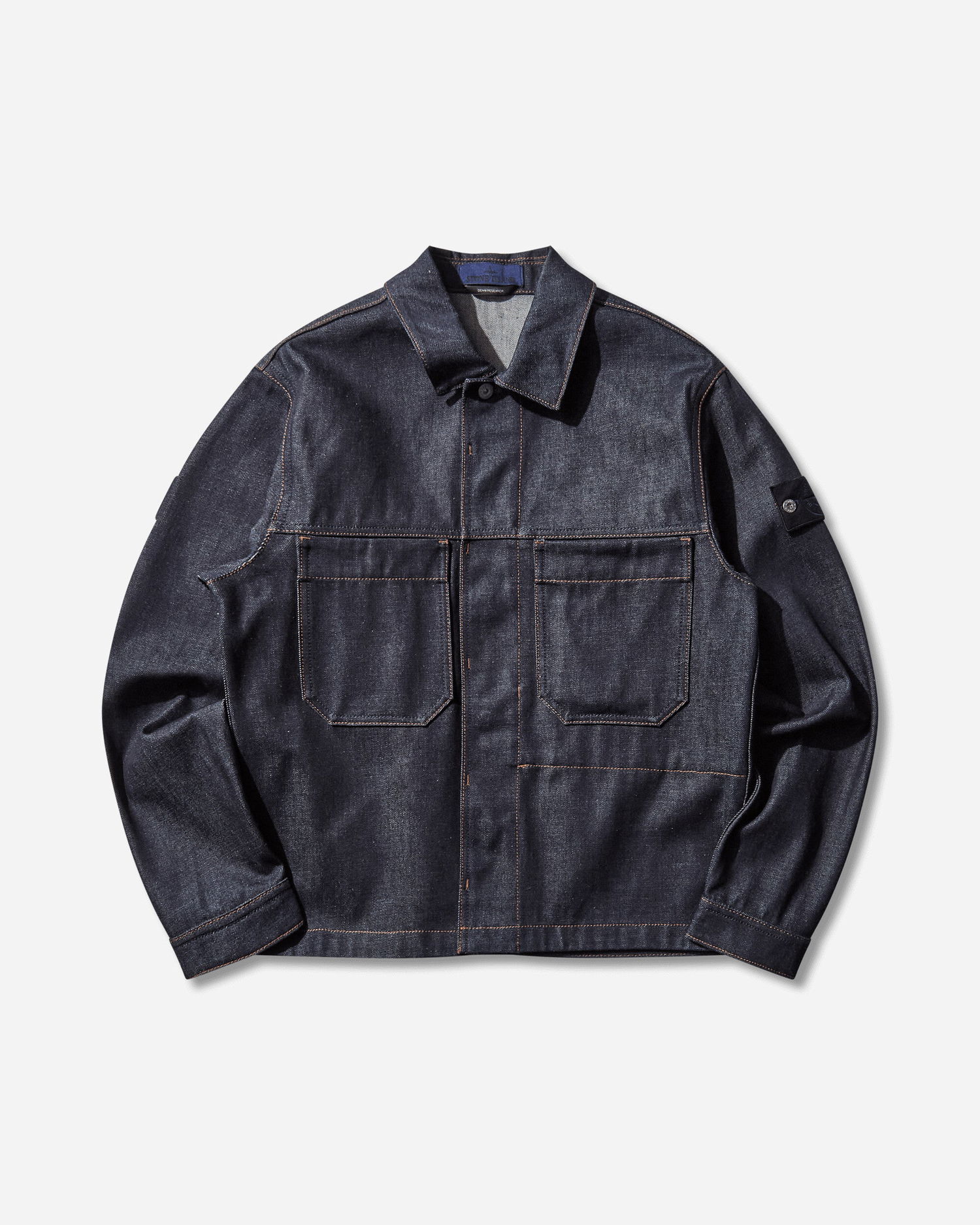 Jakke Stone Island Raw Denim Contrast Stitch Jacket Denim Research Blå | K2S15-Q100027-S00J8 VJ200, 0