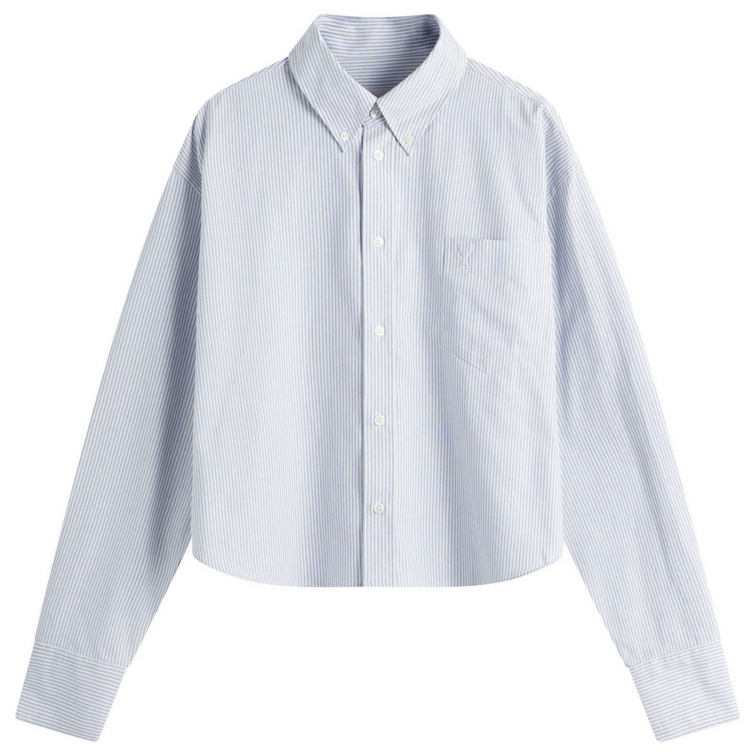 Skjorte AMI AMI Paris ADC Cropped Oversized Shirt, Size Large Blå | USH123-CO0087-4503, 0