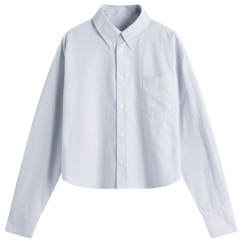 Skjorte AMI AMI Paris ADC Cropped Oversized Shirt, Size Large Blå | USH123-CO0087-4503