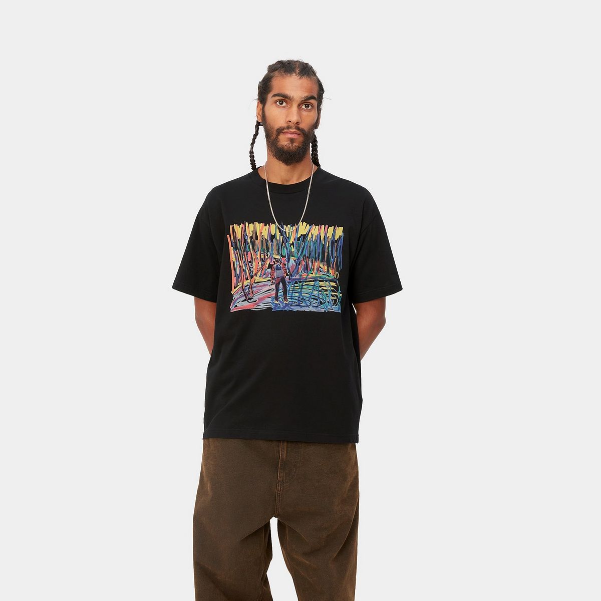 T-shirt Carhartt WIP Ollie Mac Icy Lake T-Shirt Sort | I032408_89_XX, 1