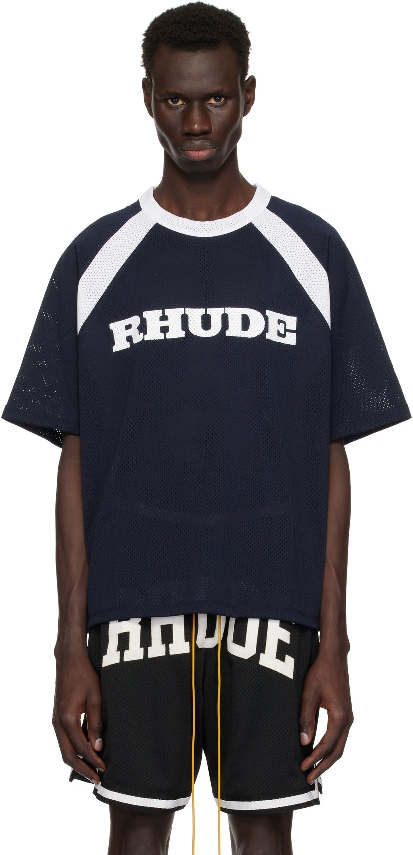 T-shirt Rhude Rhude Racing Logo Mesh T-Shirt Mørkeblå | RHPS25TT20012