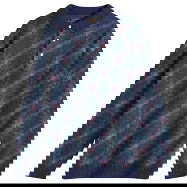 Sweater BEAMS Long Sleeve Jacquard Knit Polo Shirt Blå | 3812-0028-156-79, 0