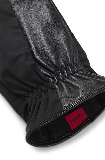 Handsker BOSS Hybrid gloves in nylon and leather Sort | 50548758, 1