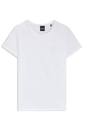 T-shirt BOSS BOSS Slim-Fit Mercerized Cotton Tee with Double B Monogram Hvid | 50545671, 0