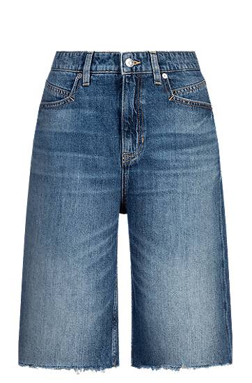 Shorts BOSS Denim Knee-Length Shorts with Raw Hem Blå | 50534213, 0