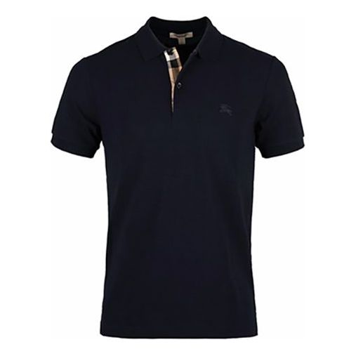 Polo skjorte Burberry Burberry Short Sleeve Polo with Logo Lapel Mørkeblå | 80045781