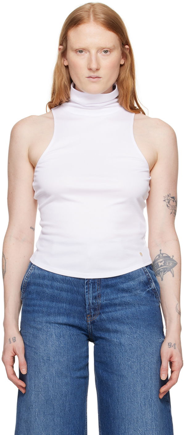 Tanktop Anine Bing Jennie Sleeveless Turtleneck Tank Top Hvid | A-08-0407-100